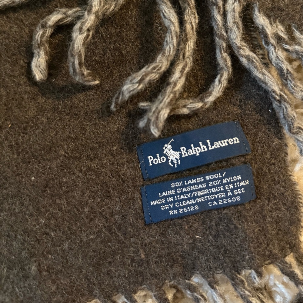 Polo Ralph Lauren 80s Vintage Reversible 100% Lamb’s Wool Scarf